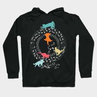 Funny Cats Playing Music Notes Hoodie